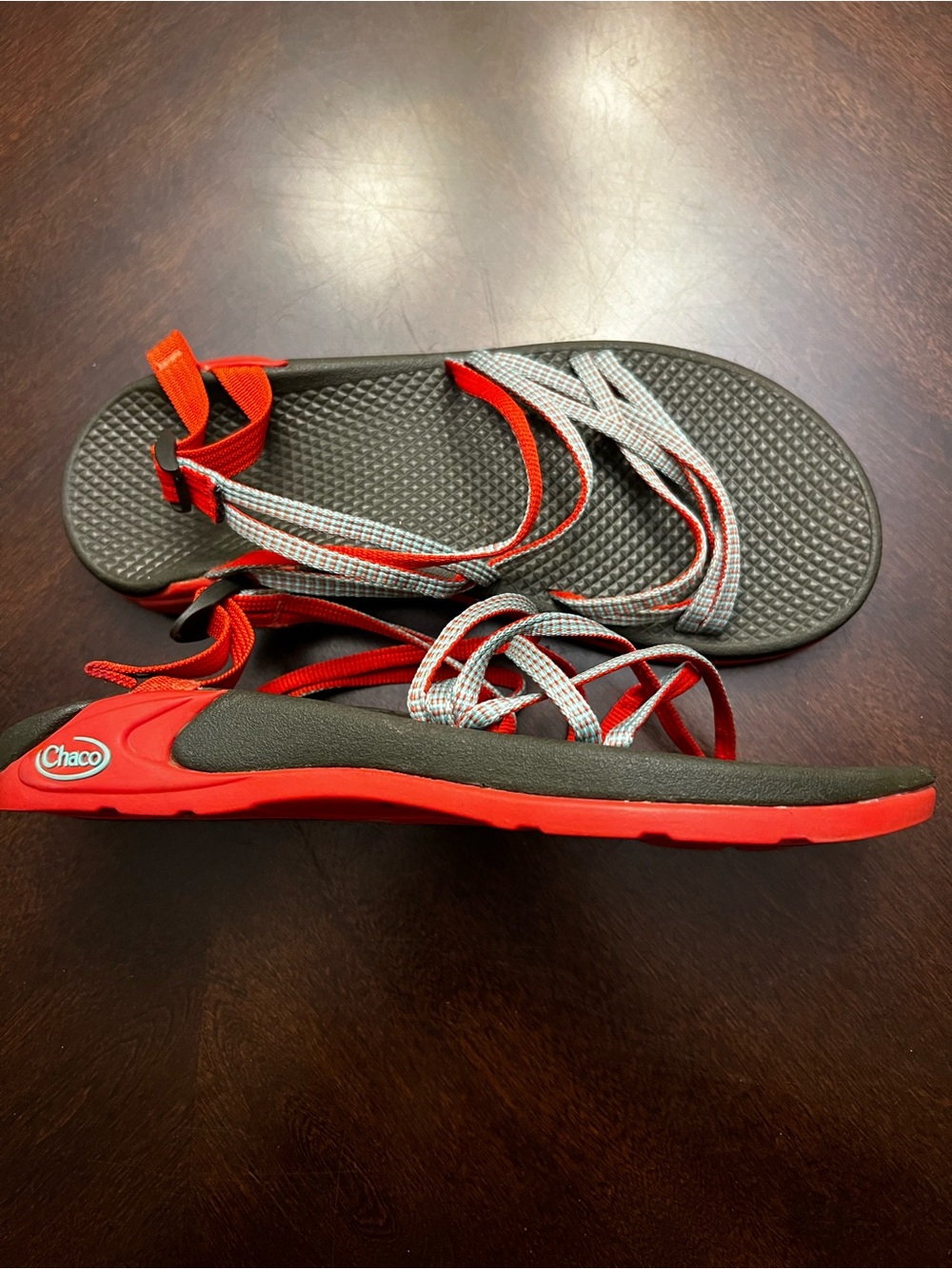 Chaco Red and Gray Women's Adjustable Strap Sandals